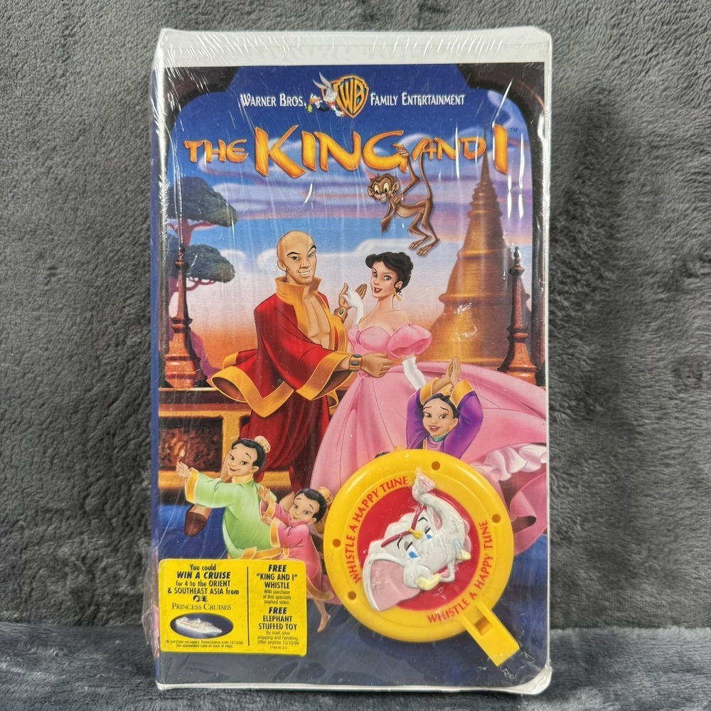 Warner Bros The King and I VHS Animated Kids Movie New Sealed with Whistle Toy